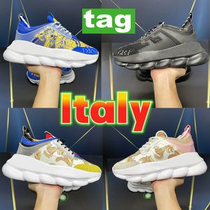 Mode Italië kettingreactie heren dames designer schoenen reflecterende sneakers triple zwart rood geel bluette goud wit roze veelkleurige suède heren damessneakers