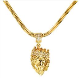 Collier pour hommes chauds bijoux glacés plaqué or 18 carats mode Bling Bling tête de lion pendentif hommes collier rempli d'or pour cadeau / cadeau