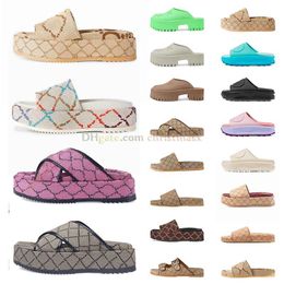 Hot Heren Dames Sandalen Slippers Glijbaan Waterdichte Platte Hoge Hakken Slippers Geborduurd Platform Rubberen Sandaal Lederen Shoal Zomer Strand Outdoor Schoenen 35-45