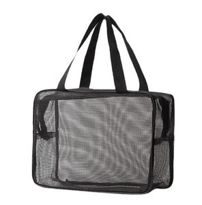 Hot mesh toilettas grote capaciteit rits draagtas hoge kwaliteit mode make-up tas dames meisjes trenalight make-up tas