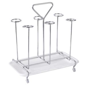 Hot Metal Glass Cup Rack Water Mug Drenaje Organizador Cup Drying Stand Dryer Limpieza Alimentación Tazas Stand Holder - Forma cuadrada T200506