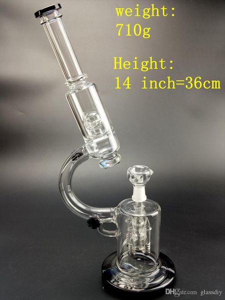 Hot Microscope Glass Bong Oil Rigs Bongs Fumer Narguilé Double Chambre 4 Fusée UFO Percolateur Dab Rig Conduites D'eau