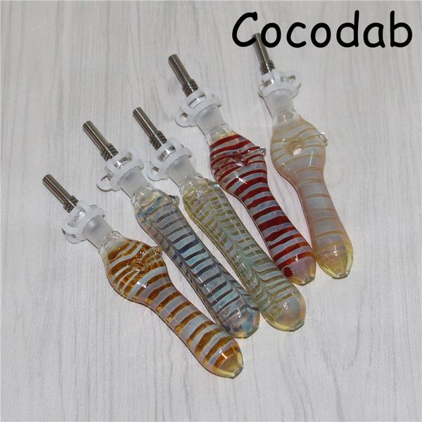 Mini Nectar Kit 10mm Nectar Hookahs Dab Straw Oil Rigs Micro Kits Tubería de agua de vidrio con puntas de titanio