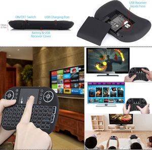 Hot Mini Rii i8 Teclado inalámbrico 2.4G Air Mouse Control remoto Touchpad Retroiluminación retroiluminada para Smart Android TV Box Tablet Pc Inglés Dropshipping