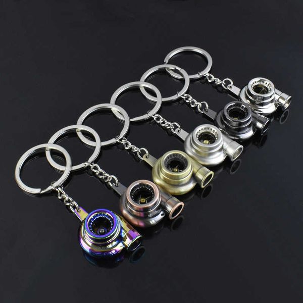 Hot Mini Turbo Turbocharger Llavero Spinning Turbine Key Chain Ring Keyfob Moda Diario Unisex Interior Accesorios G1019