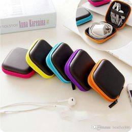 Hot Mini Zipper Hard Headphone Case Portable Earbuds Pouch box PU Leather Earphone Storage Bag Protective USB Cable Organizer12