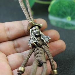 Hot Movie Character Pirates Captain Figurines Brass Paracord Bead Diy Knife Lanyard Hanger Charms EDC Accessoires voor fans geschenk