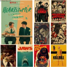 Hot Movie Retro tin Poster metal plaque decorative Fight Club Pulp Fiction Jaws Home Room Bar Cafe house Decor Art Wall Painting décoration part2 Taille 30X20cm w02