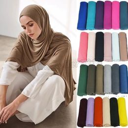Hot Musulmano Moda Donna Morbido Hijab Sciarpa Scialle Tinta unita Jersey di cotone Sciarpe Turbante Donna Scialli lunghi Avvolgere la testa Fascia Abaya