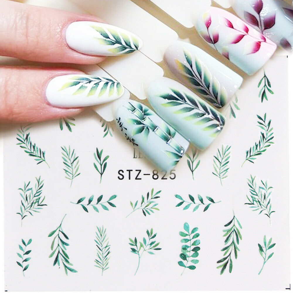 Hot Nail Salon Water Transfer Stickers, Flowers, Leaves, Summer DIY Nail Decoration.A874