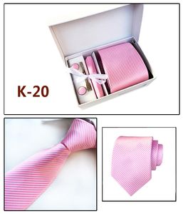 2019 conjunto de corbata, pañuelo, gemelos, clips para corbata, caja de regalo, 20 colores para el Día del Padre, corbata de negocios para hombres, regalo de Navidad