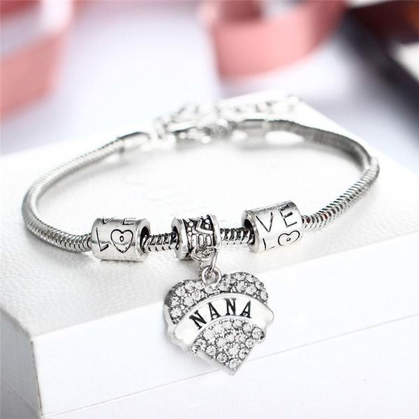 Caliente nuevo 45 tipos Diamante Amor Corazón Pulsera Mamá Tía Hija Abuela Cree Esperanza mejores amigos Pulsera de cristal WCW157