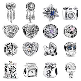 HOT New 925 Sterling Silver Beads For Womens Charms Fit Original plata Pandora Bracelets Bangle DIY Joyería de moda Regalo de lujo para mujeres con caja original