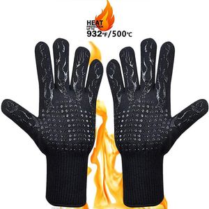 Hete nieuwe BBQ grillen kookhandschoenen Extreme hittebestendige oven Lashandschoenen Hoogwaardige keuken Barbecue Glove