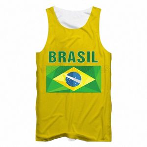 Hot Nieuwe Brazilië Vlag Unisex Tank Top Zomer Heren Casual Tanks Fi Brasil 3DPrint Sleevel Gym Workout Vest Aangepaste S-6XL h37n #