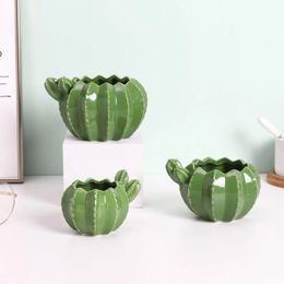 Hot New Cactus Ceramic Flower Planta Escultura creativa Decoración de la artesan
