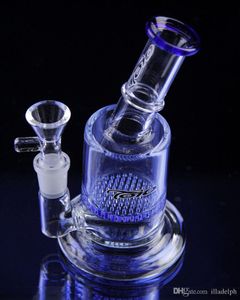 Nouveau design avec percolateur nid d'abeille Perc tuyau d'eau en verre à deux fonctions bongs à col plié bubber avec bol