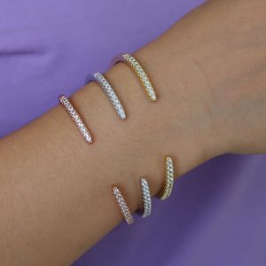 Hot New Fashion Réglable Zircon Bracelet Simple À La Mode Bracelet Minimaliste Manchette Ouverture Bracelet Bijoux pour Femmes Filles Décor Q0717