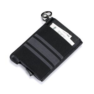 Hot nouveau créateur de mode ultra mince automatique élastique portefeuille en cuir véritable porte-cartes de visite en aluminium avec porte-clés