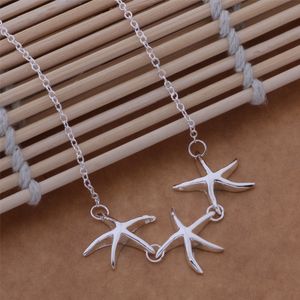 Gratis verzending met trackingnummer Beste meest hot sell dames delicate cadeau sieraden 925 zilveren 3 zeester ketting