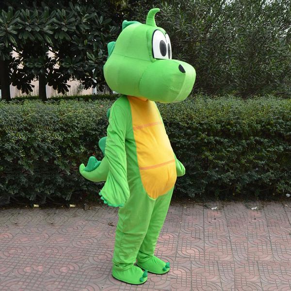 Hot nouveau dragon vert dinosaure mascotte Costume dessin animé vêtements rose Costume taille adulte déguisement fête usine directe livraison gratuite