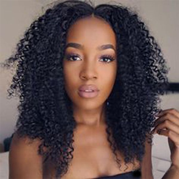 chaude nouvelle coiffure femmes doux crépus bouclés perruque Simulation brésilienne de cheveux humains afro crépus bouclés perruque naturelle pour dames