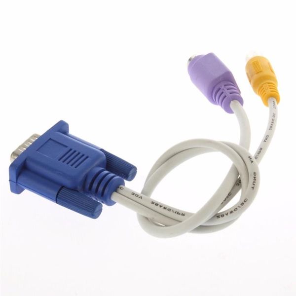 Freeshipping Hot New Haute Qualité VGA vers TV Convertisseur S-Vidéo / RCA OUT Câble Adaptateur Haute Qualité Wsdun