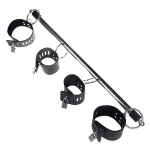 Bondage Hot Nieuwe been spreidingsbalk met enkelpolmoordelen Leather Pad Locks Striper Club #R274