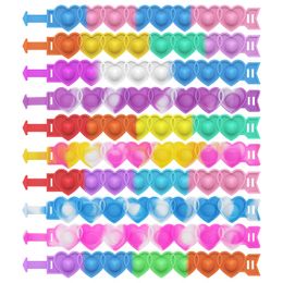 Fidget Toys Heart armbanden Multicolord harten Siliconen voor kinderen Volwassenen Valentijnsdag Geschenken Feest Feest School Autisme Toys