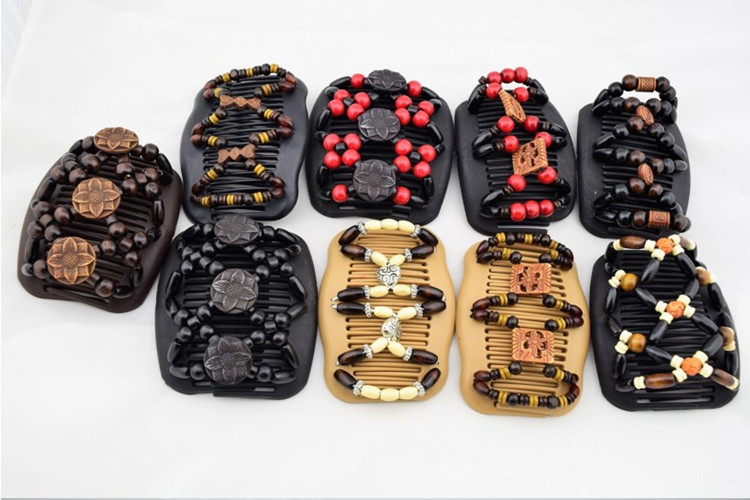 HOT NEW Mixed Different Styles Magic Butterfly Wood/wooden Beads Double Magic Fashion Women Hair Clip /Comb Epacket Free