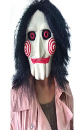 Hot Nieuwe film Zaag Massacre Jigsaw Puppet Maskers Latex Creepy Halloween Gift volledig masker enge prop unisex feestcosplay Suplays1836368