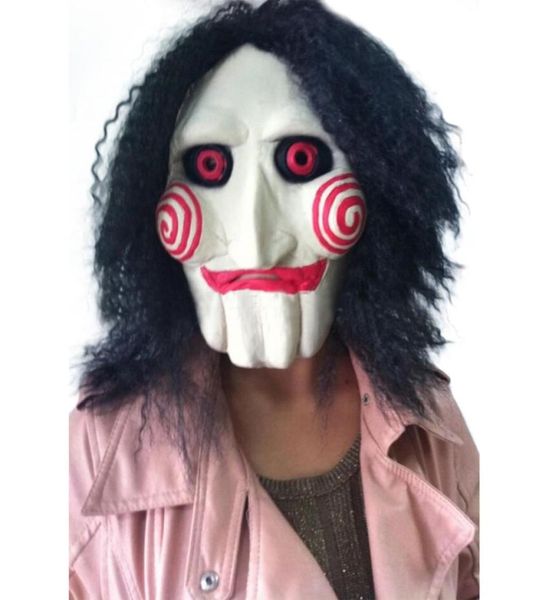 Nouveau film chaud Saw Massacre Masques de marionnettes Jigsaw Masques Latex Creepy Halloween Gift complet Masque effrayant Prop Party Unisexe Cosplay Supplies1826048