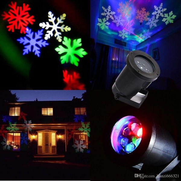 Hot New Moving LED RGB Copos de nieve multicolores Paisaje de pared Lámpara de proyector láser Luces de nieve blanca Luces de proyector de paisaje espumoso