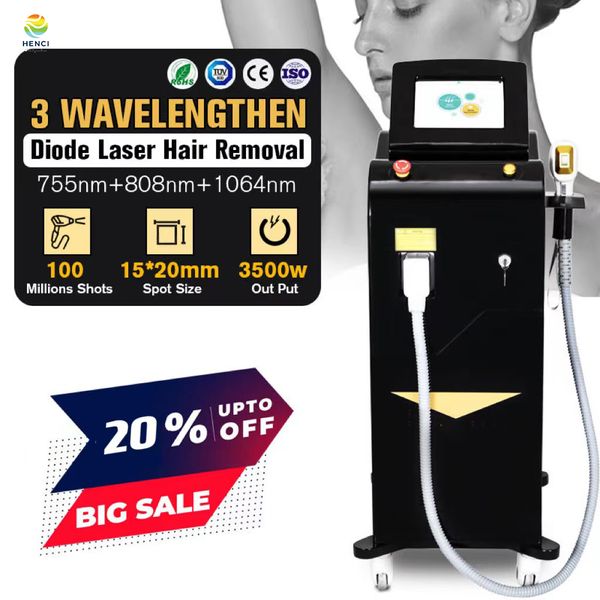 Nuevo producto caliente láser hielo 3 ondas triple 755 808 1064nm máquina de depilación láser de diodo