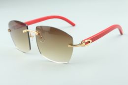 Nouvelles lunettes de soleil chaudes A4189706-3 pieds en bois rouge naturel, lunettes unisexes de mode de qualité supérieure directe d'usine