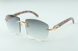 Nouvelles lunettes de soleil chaudes temples en bois de paon A4189706-4, lunettes unisexes de mode de qualité supérieure directe d'usine