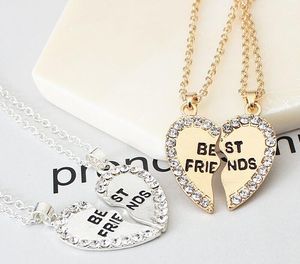 chaud nouveau deux pendentifs sertis d'un collier de collier de meilleurs amis de diamant pour les accessoires de cadeau de saint valentin chic et sophistiqué