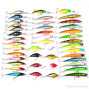 Hot New Wholesale 43pcs / set Modèles mixtes Leurres de pêche 43 Clolor Mix Minnow Leurre Crank Bait Tackleee Ship