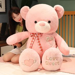 Hot Nice 1pc 75cm/95 cm kwaliteit gigantische teddybeer met liefde knuffel dieren pluche speelgoed slaappos