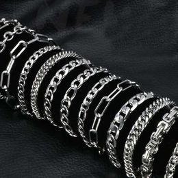 Bracelets en titane et acier inoxydable 316L pour hommes et femmes, ne se décolore pas, ne ternissent pas, argent, Figaro Punk, lien de bordure, chaîne cubaine Vintage