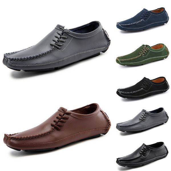 Hot Non-Brand men soft lazy peas zapatos blanco negro gris marrón moda al aire libre pedal cuero hecho a mano zapatillas casuales