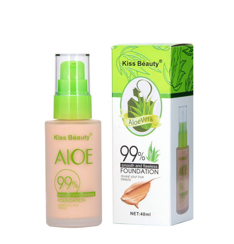 40ml Aloe Foundation Powder Kiss Beauty Liquid foundation Makeup Kiss Face Beauty Foundation 2 Colors DHL Shipping
