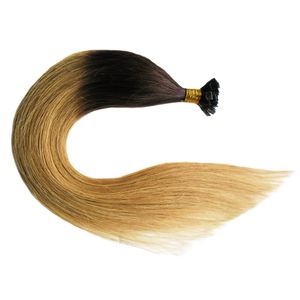 Hot Ombre Virgin Pre Bonded Nail U TIP Extensiones de cabello 100s Keratin fusion Nail TIP Extensiones de cabello humano Virgen Peruano Recto Remy