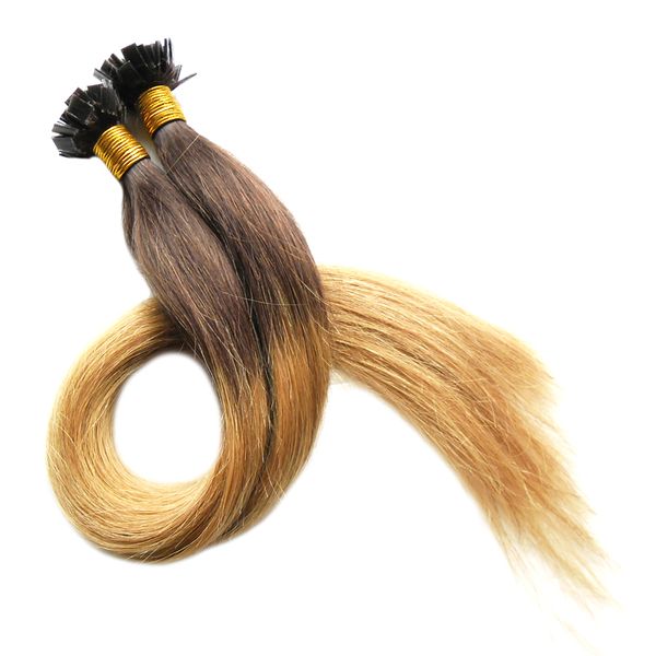 Hot Ombre Vierge Pré Collé Nail U TIP Extensions de Cheveux 100s Kératine fusion Nail TIP Extensions de Cheveux Humains Vierge Brésilienne Droite Remy