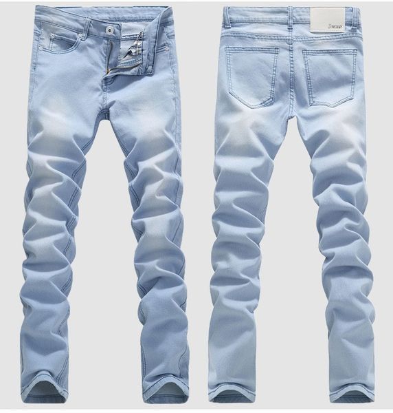 Chaud en plein air Cowboy blanchiment pieds lavés décontracté Boom élastique mâle crayon pantalon Denim garçons Hip Hop bleu clair Biker jean
