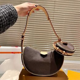 Hot Parcel Loop Hobo Bag Brown Old Flower Designer Bolsas de hombro Soft Vintage Luxurys Bolsos para mujeres Split Crossbody Bolsas con monedero 231206