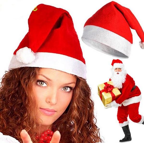 XMAS Parti chapeaux Santa Claus chapeau rouge enfants enfants hommes femmes adultes Chapeaux de Noël Non tissé Décor de Noël Cosplay accessoires fournitures festives