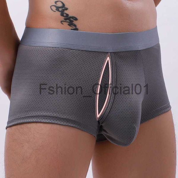 Hot Penis Hole Hommes Boxers Sous-vêtements Sexy Mesh Pénis Poche Mâle Culotte Hommes U Convex Trunks Boxershorts Gay Lingerie Slip x0829