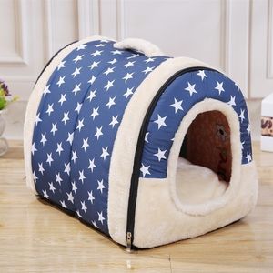 Pet Dog House Nest met mat opvouwbare bedkat voor kleine medium S Travel Kennels Cats Products Y200330