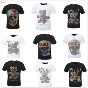 Hot Phillip Plain Hommes T-shirts Designer PP Crâne Diamant T-shirt À Manches Courtes Dollar Ours Tigre Marque Tee Haute Qualité Crânes T-shirt Hauts WP12168